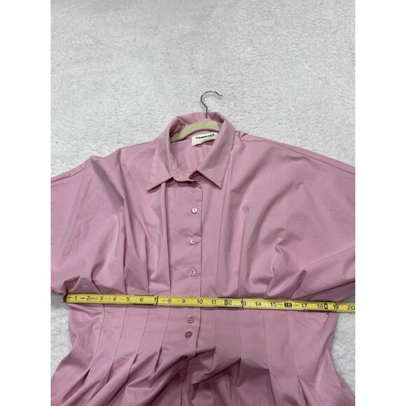 Exquise Anthropologie Midi Dress Pink Tobie Button Front Pleat Shirt Size XL NWT - Picture 6 of 11